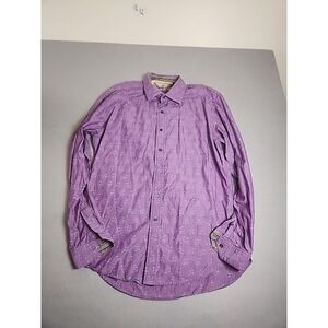 ROBERT GRAHAM Purple Striped 100% Cotton Mens Casual Dress Shirt - Large